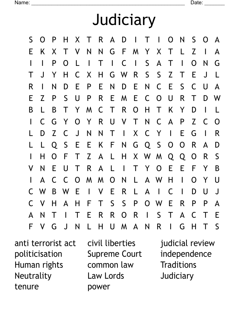 Judiciary  Word Search