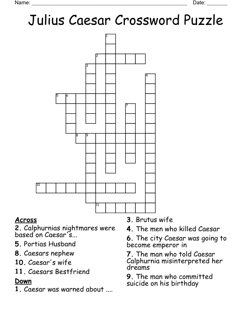 Julius Caesar Crossword Puzzle WordMint