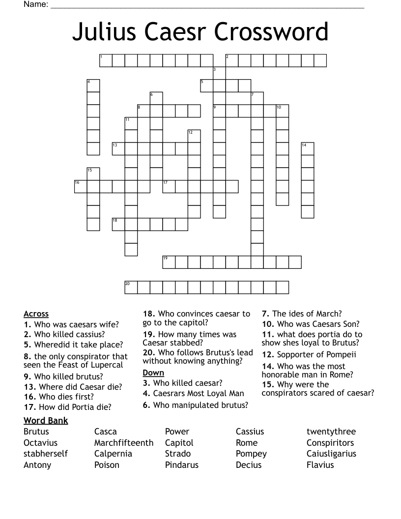 Julius Caesar Crossword WordMint