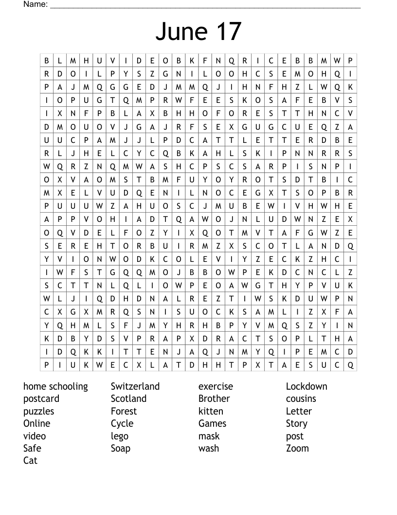 June 17 Word Search WordMint