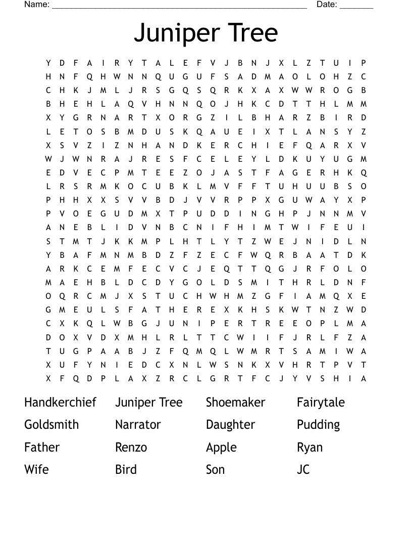 Juniper Tree Word Search WordMint
