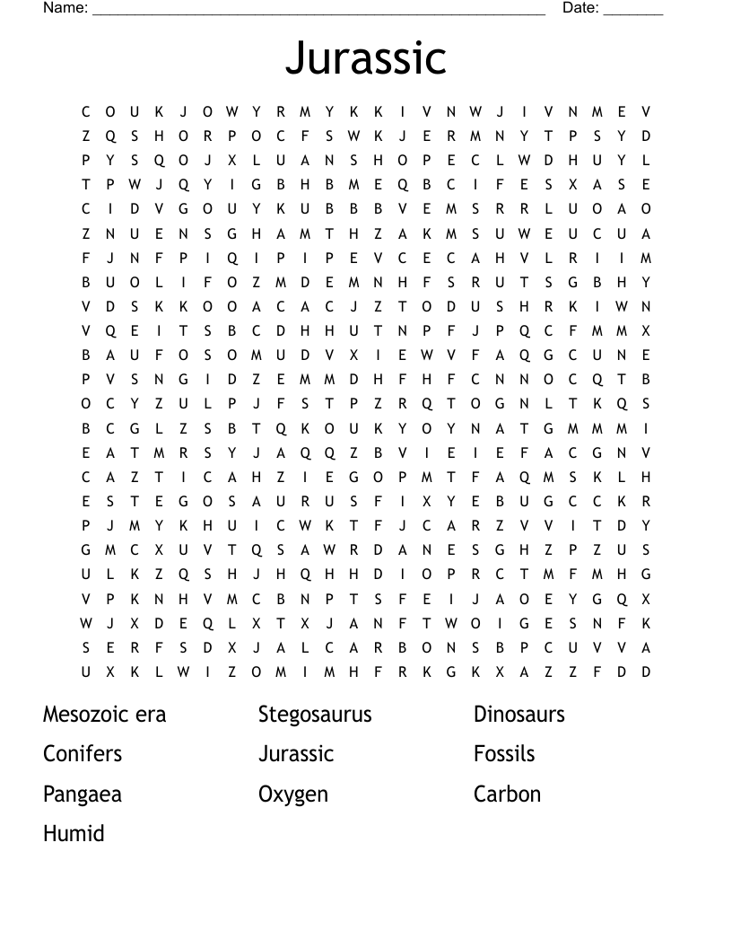 Jurassic  Word Search