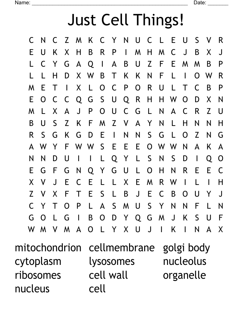 Just Cell Things! Word Search