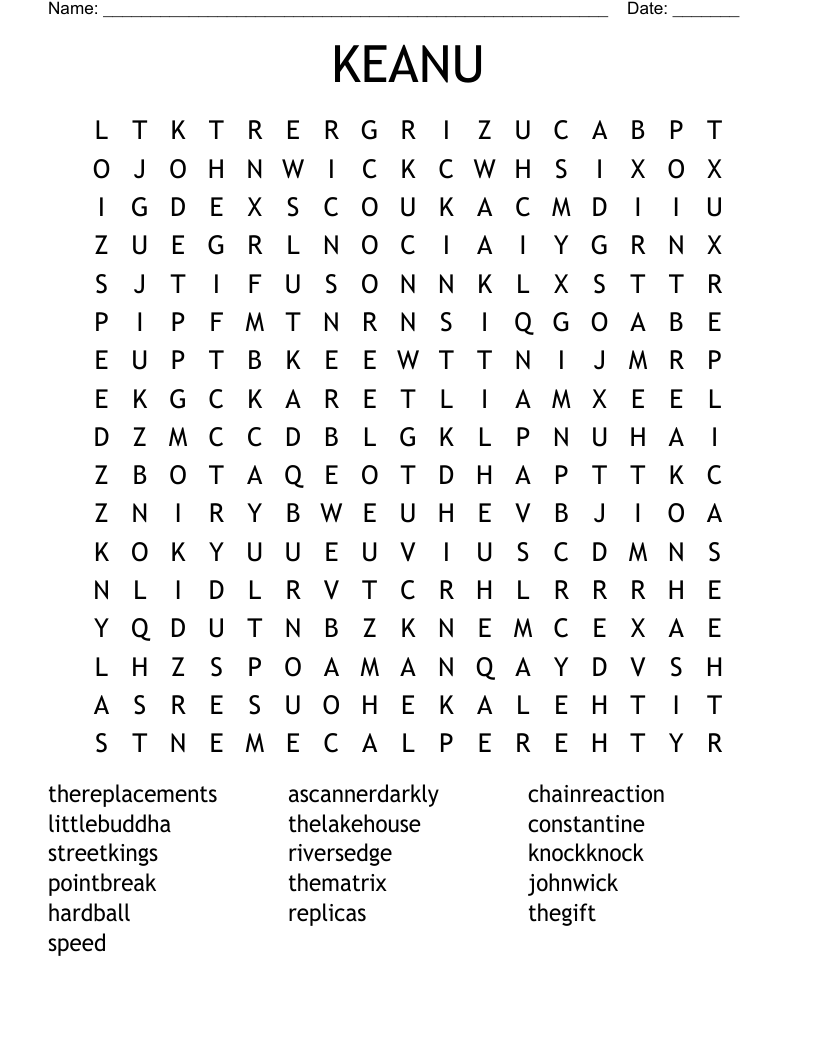 KEANU Word Search