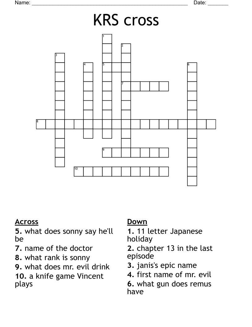 KRS cross Crossword