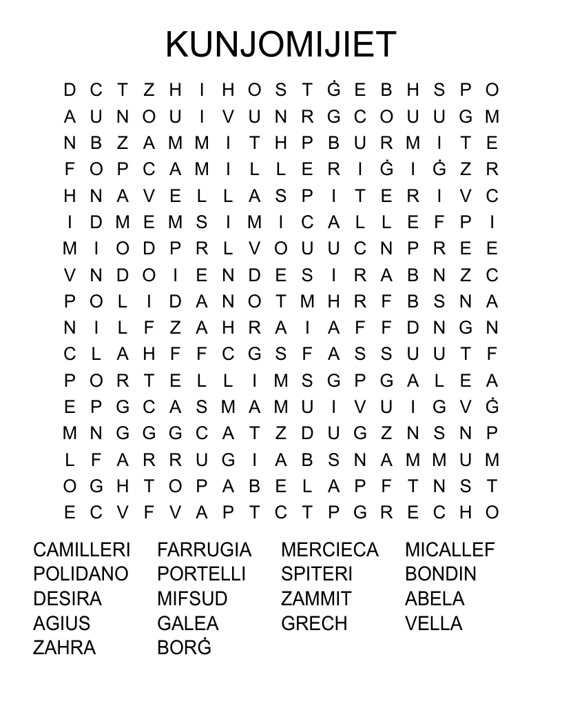 KUNJOMIJIET Word Search