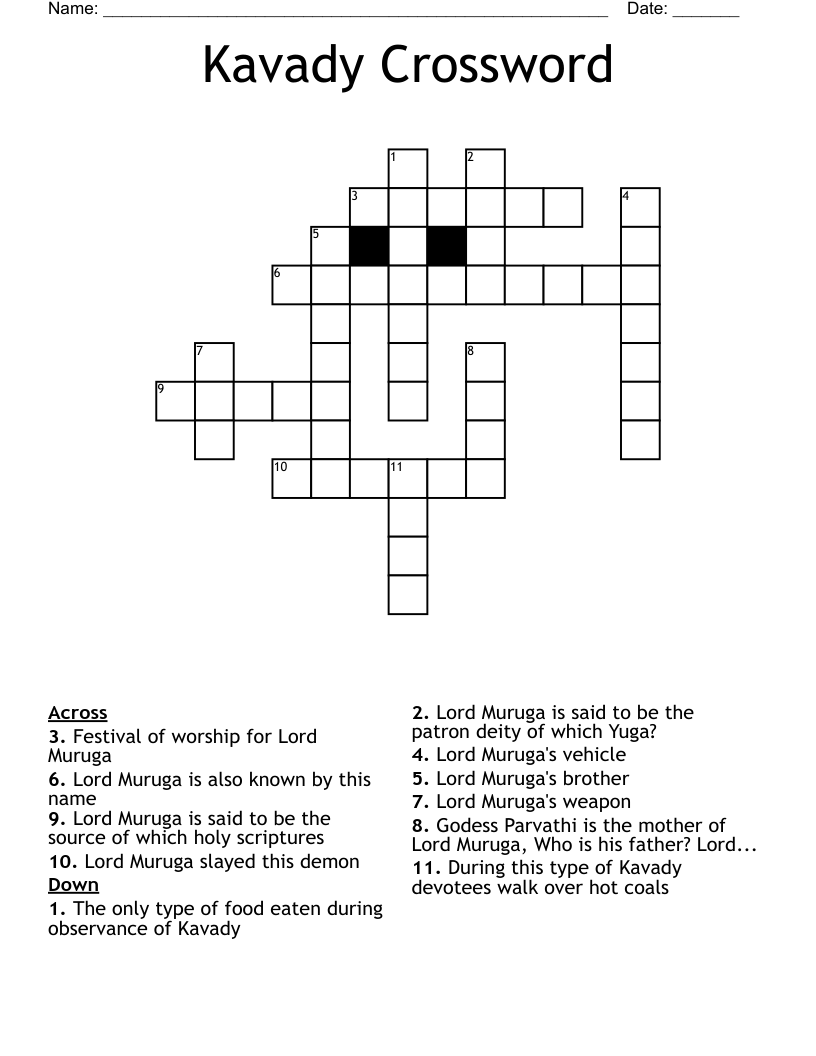 Kavady Crossword
