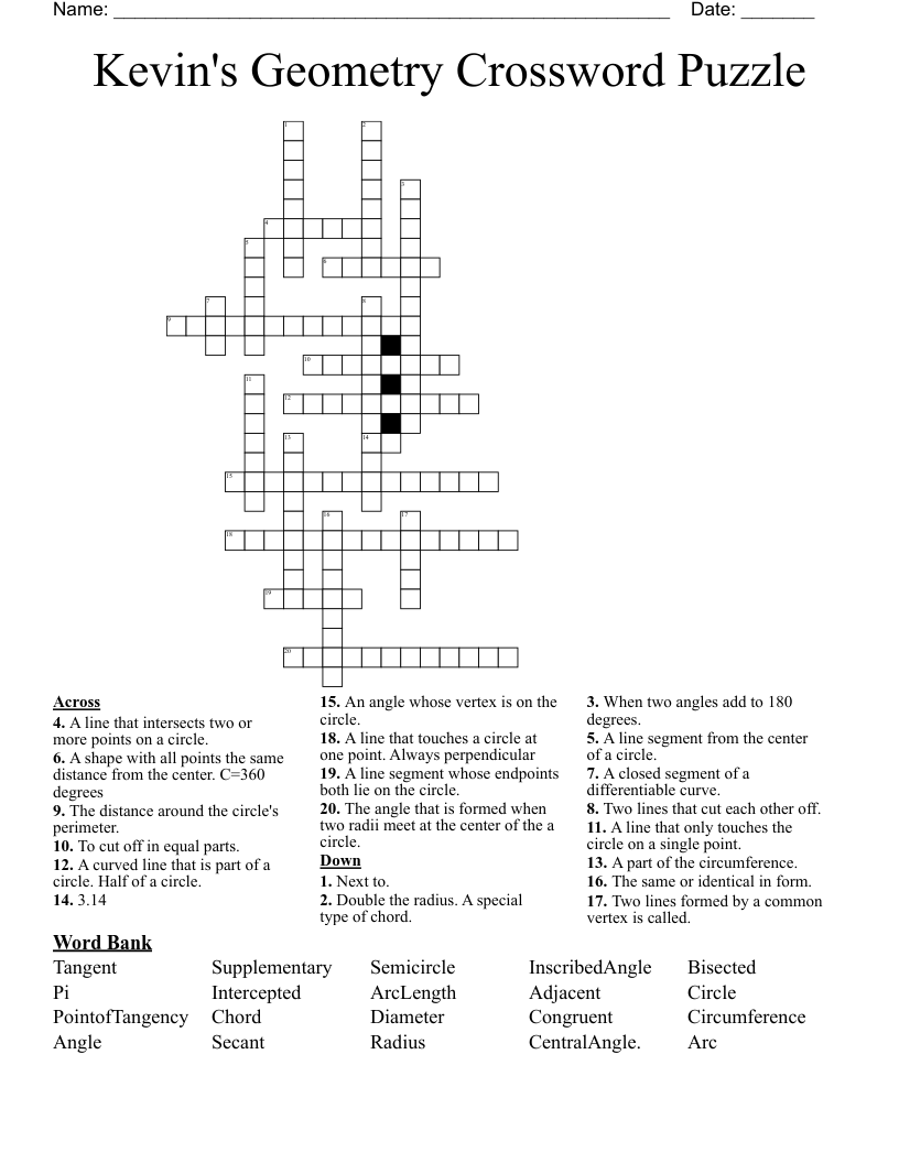 Geometry Crossword WordMint