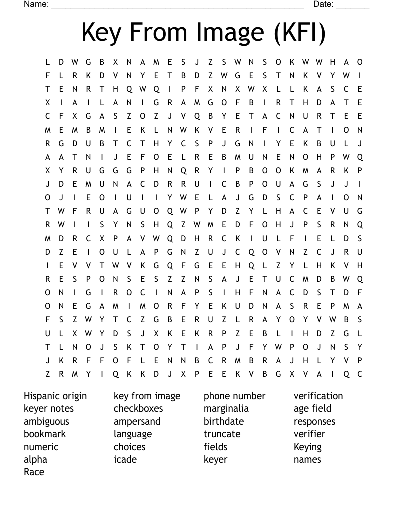 Key From Image (KFI) Word Search