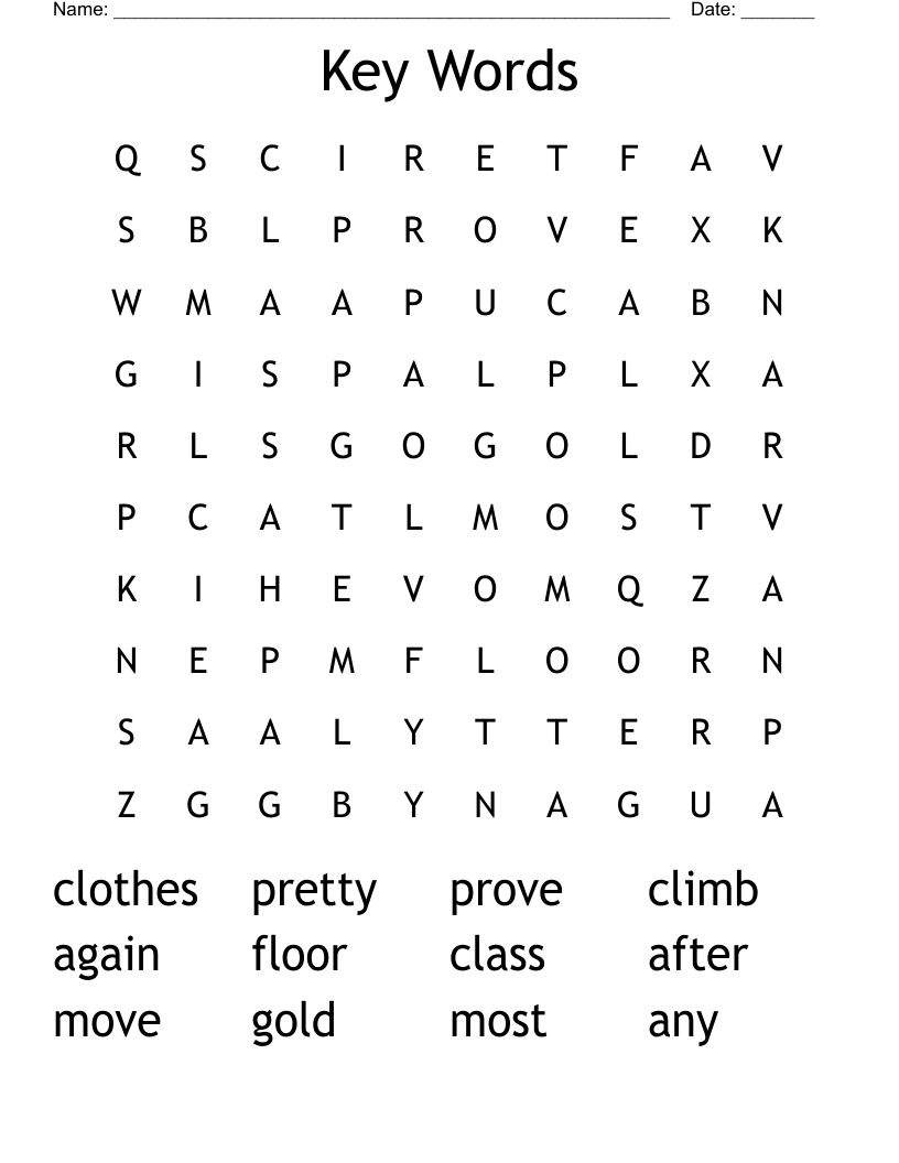 Key Words Word Search