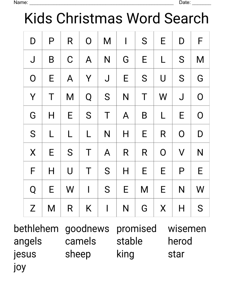 Kids Christmas Word Search