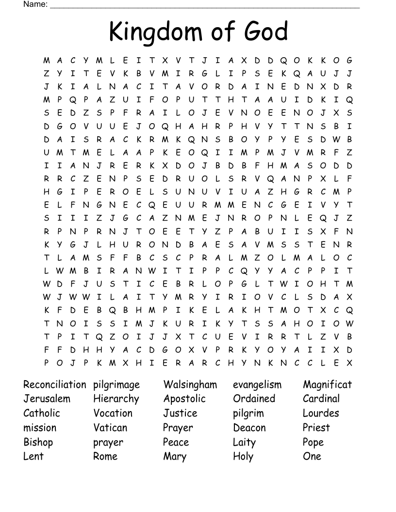 Kingdom Of God Word Search WordMint