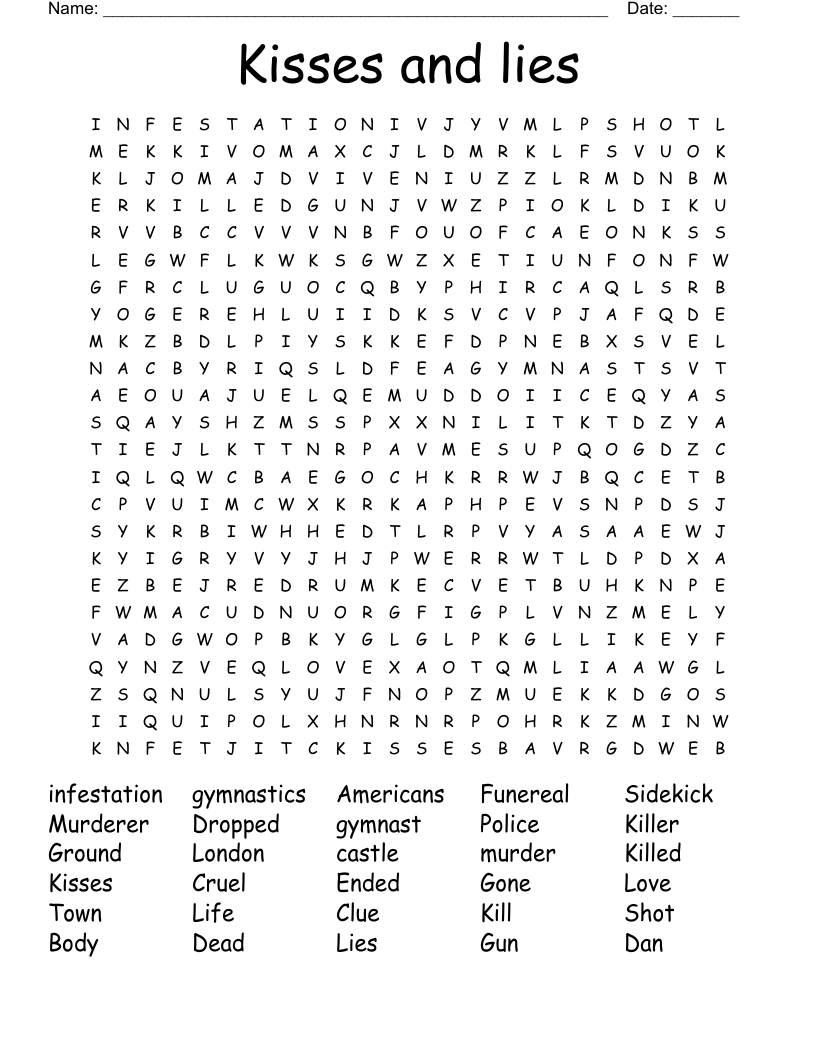 Kisses and lies  Word Search