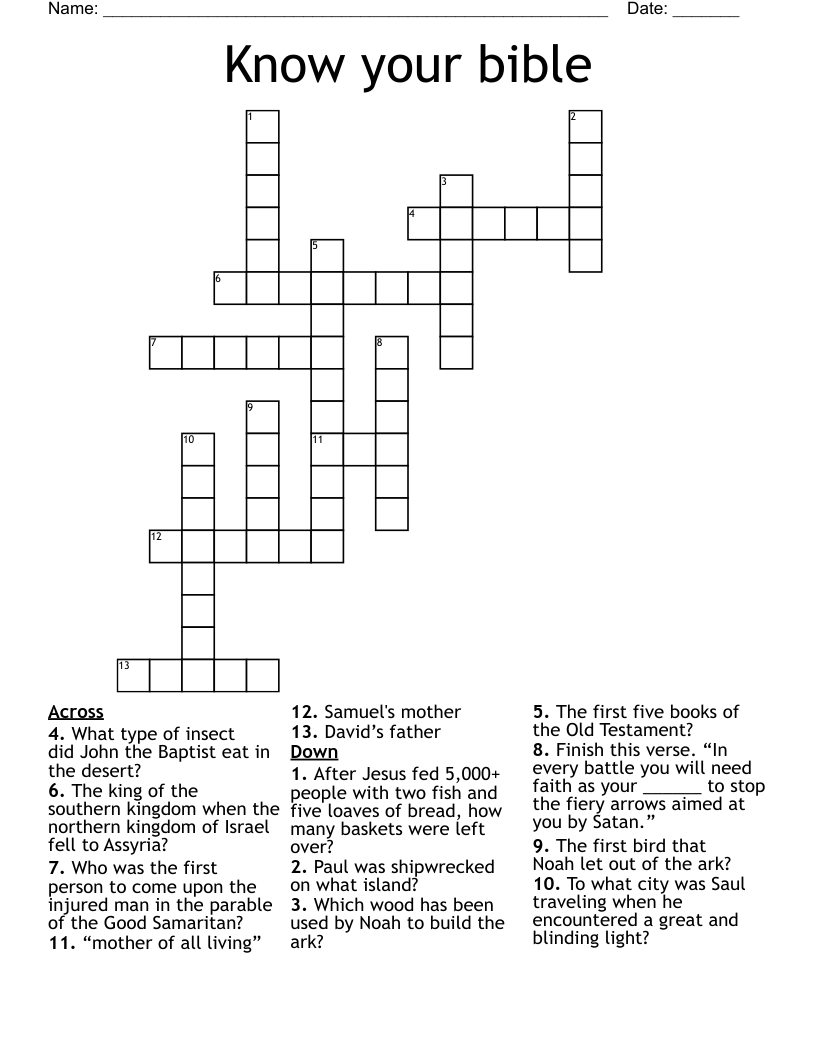 Know your bible Crossword