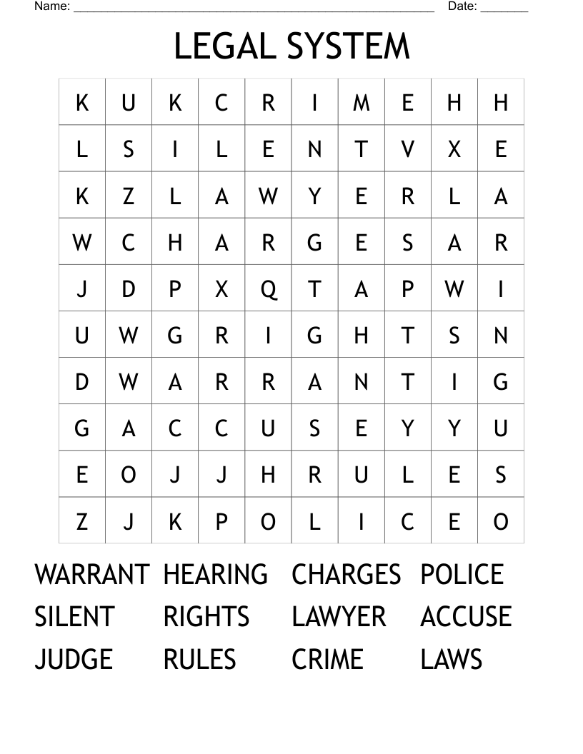 LEGAL SYSTEM Word Search