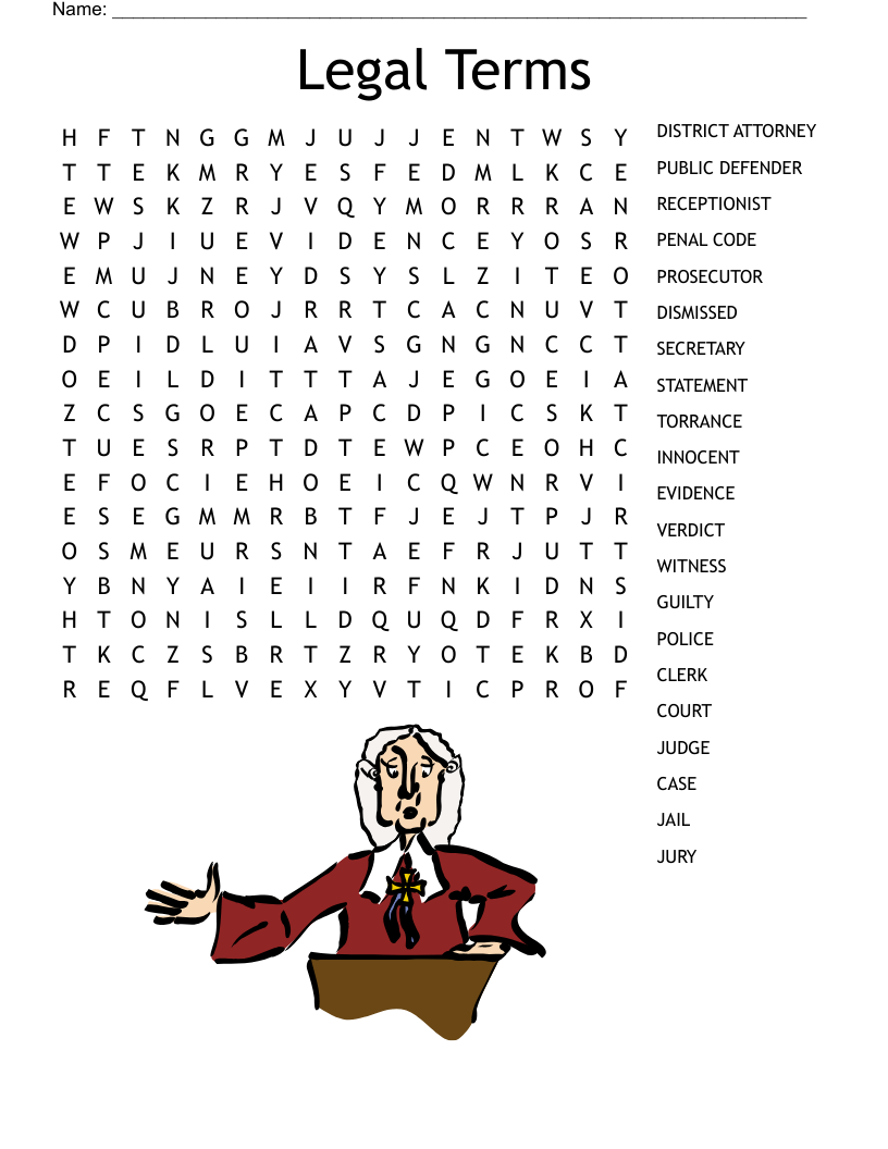 Legal Terms Word Search