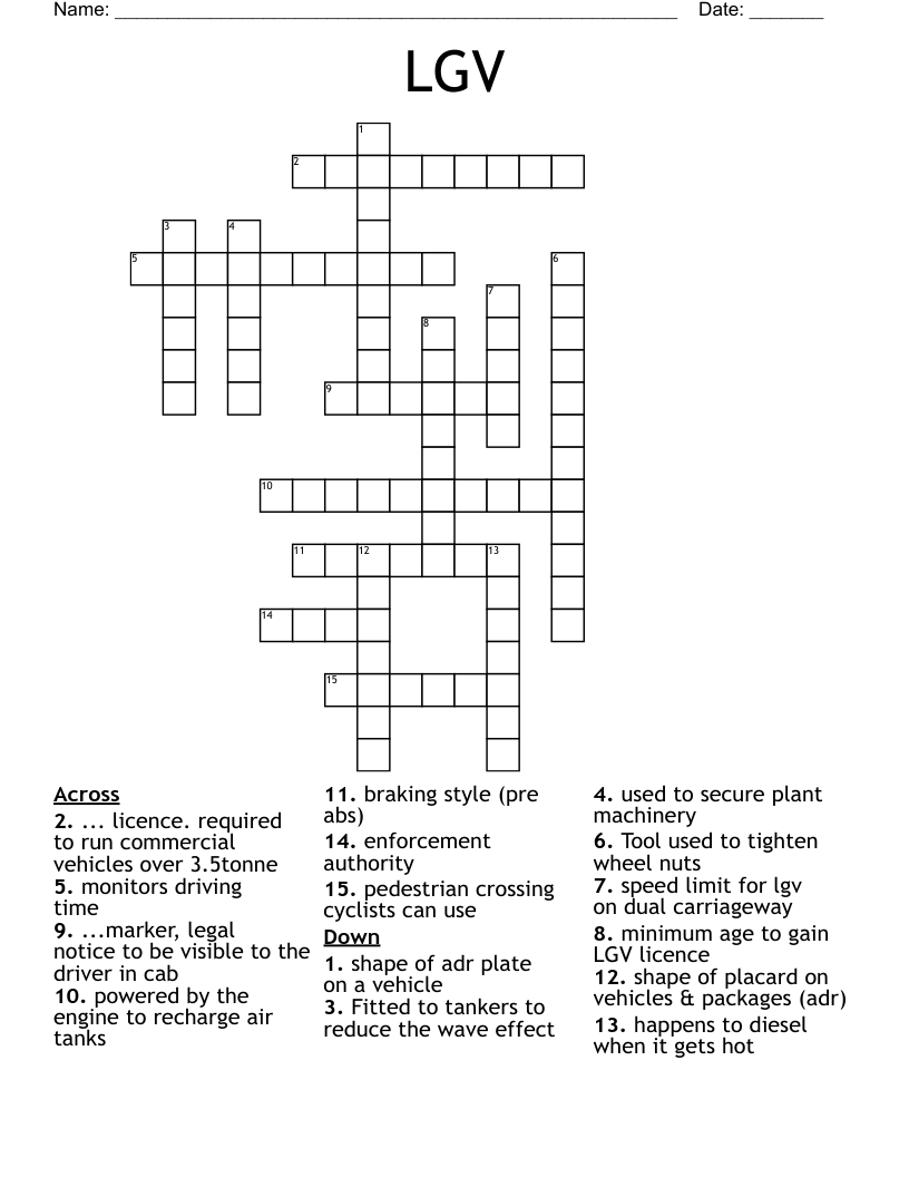 LGV Crossword