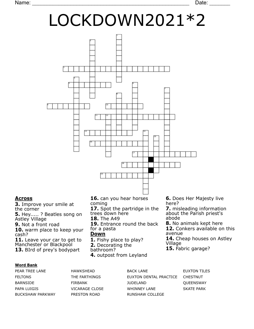 LOCKDOWN2021*2 Crossword