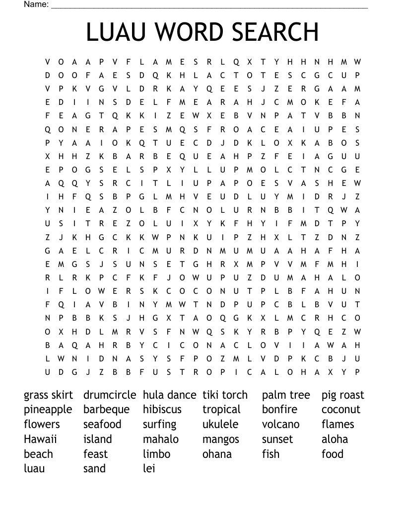 Fun In Hawaii Word Search WordMint