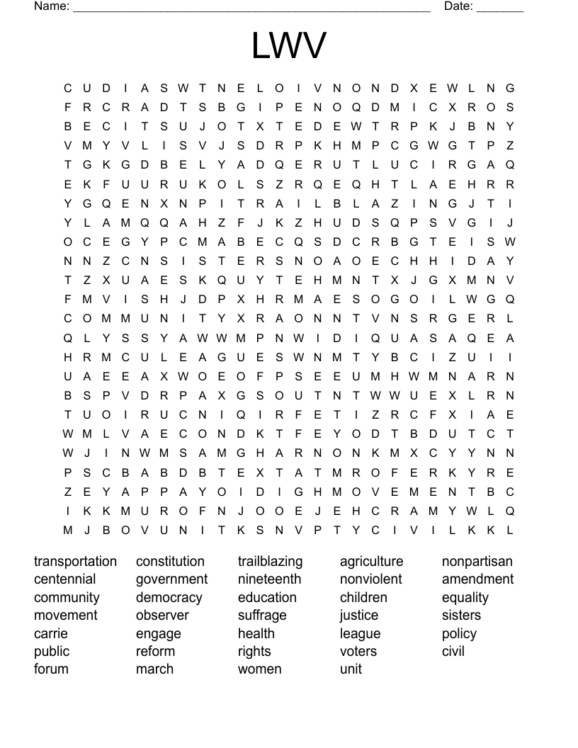 LWV Word Search
