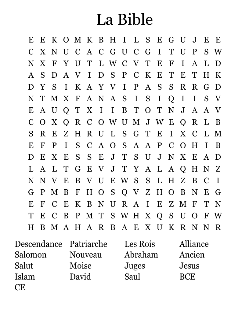 La Bible Word Search