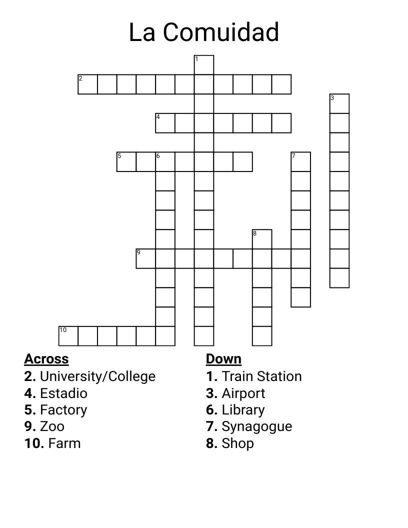 La Comuidad Crossword