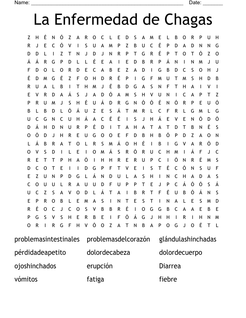 La Enfermedad de Chagas Word Search