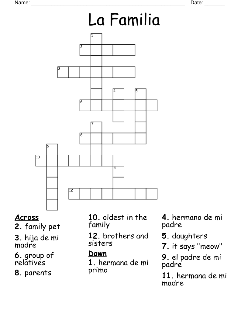 La Familia Crossword WordMint