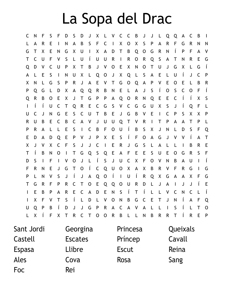 La Sopa del Drac Word Search