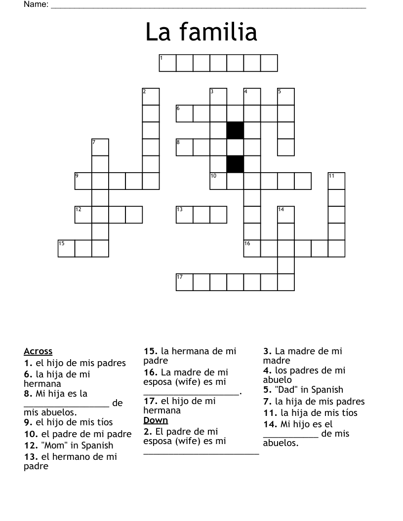 Similar To Los Miembros De Mi Familia Word Search WordMint