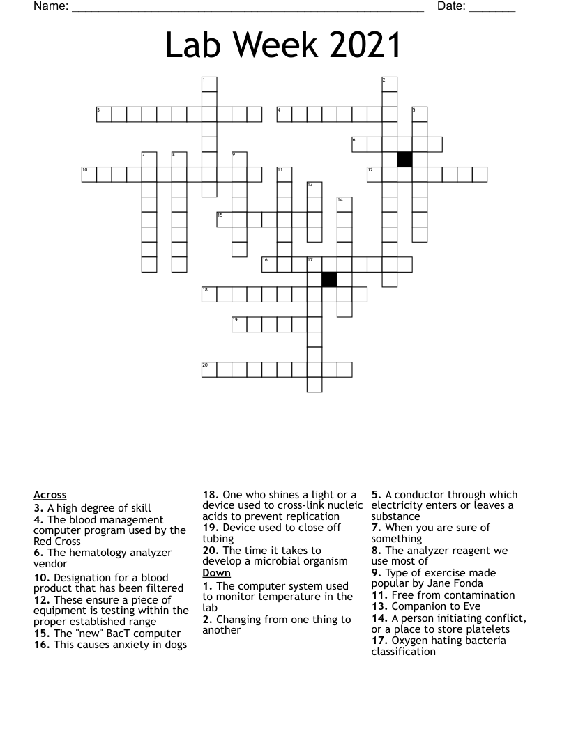 Lab Week 2021 Crossword WordMint