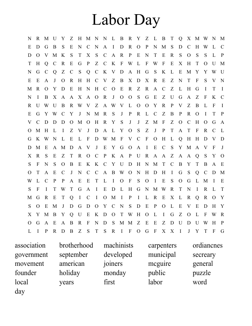 Nice Labor Day Word Search In 2021 Word Search Printables Labor Day 