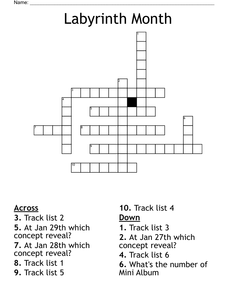 Labyrinth Month Crossword
