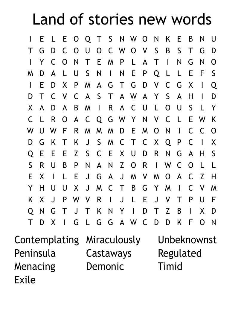 Land of stories new words Word Search