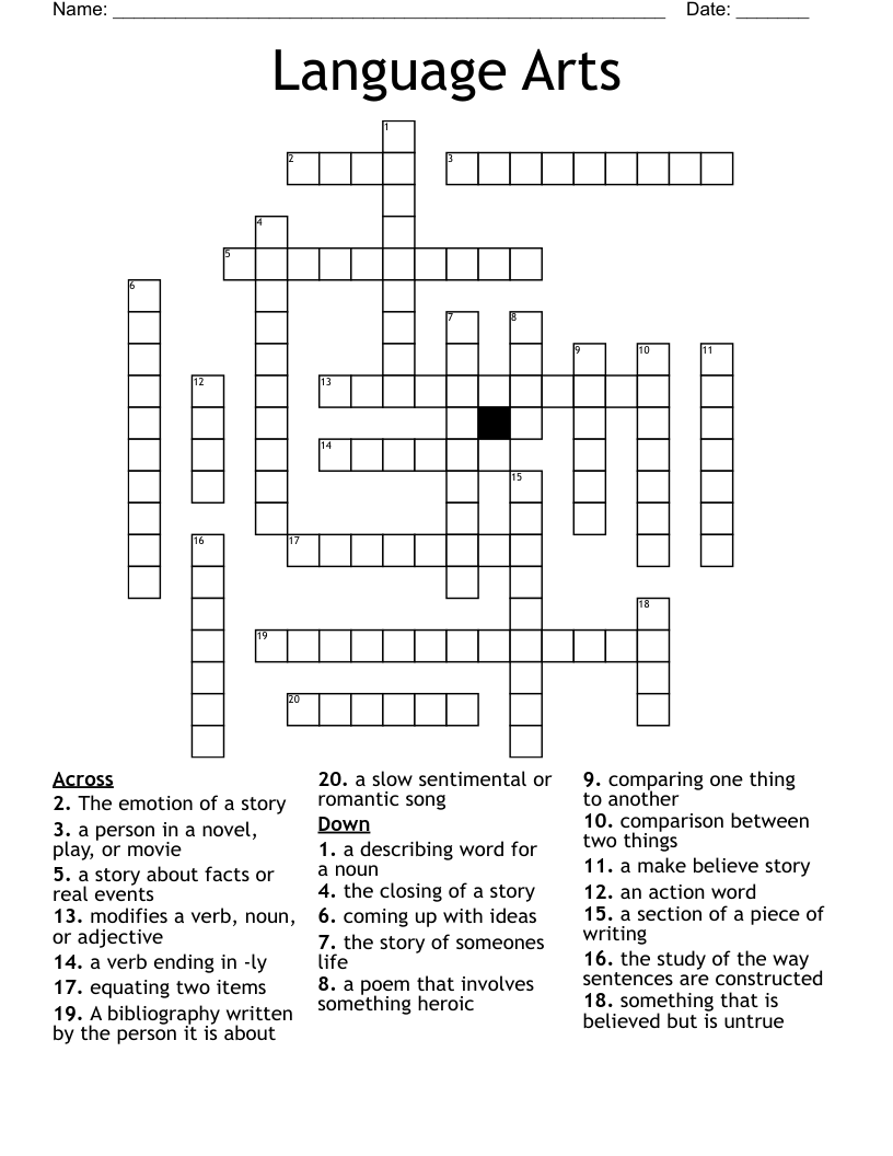 Language Arts Crossword