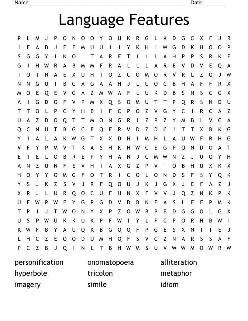 Language Features Word Search