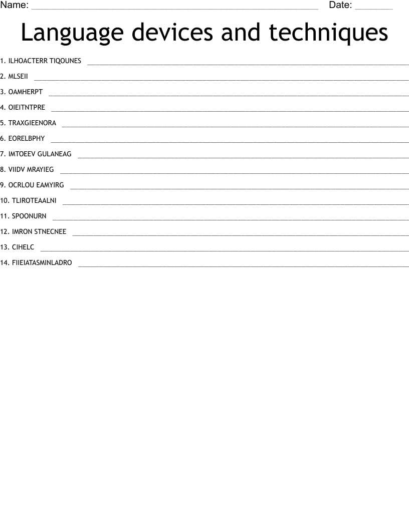 Language devices and techniques Word Scramble WordMint