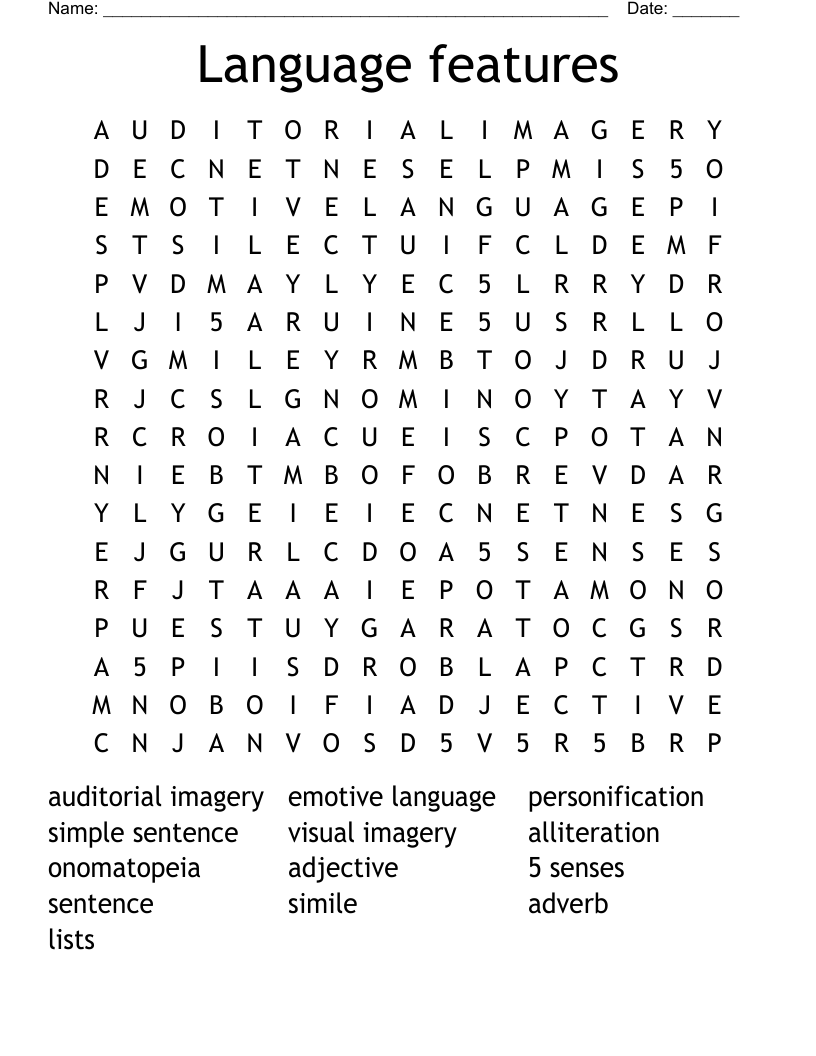 Language features  Word Search