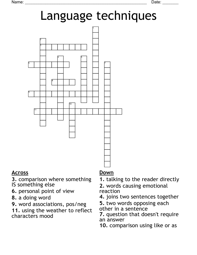 Language techniques Crossword WordMint
