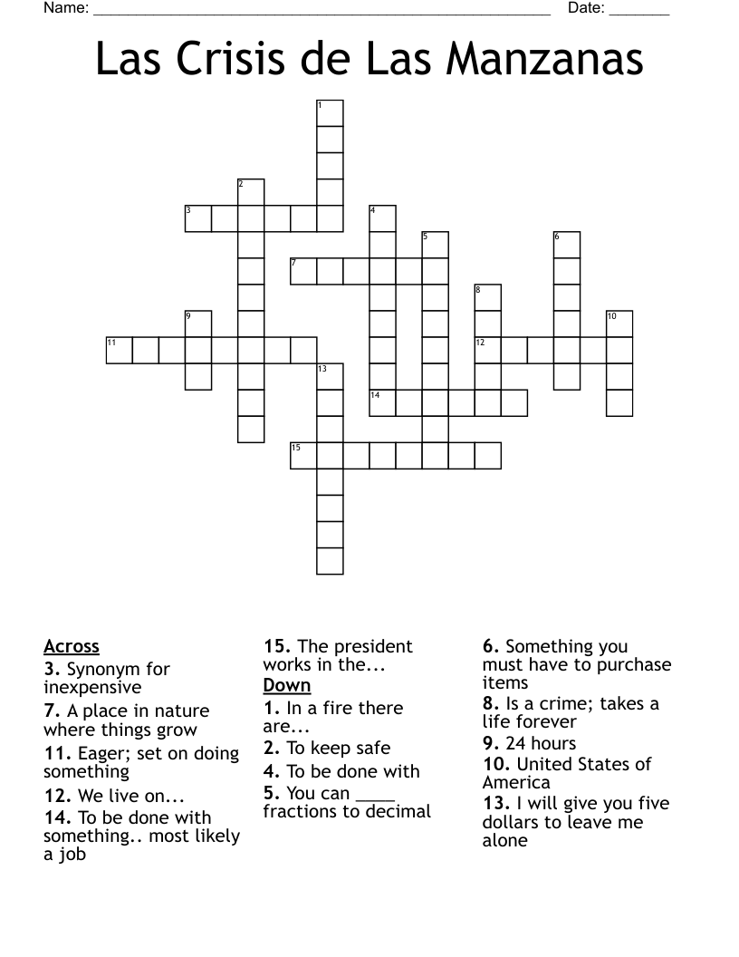 Las Crisis de Las Manzanas Crossword