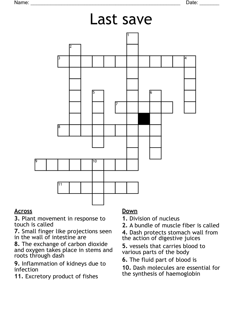 Last save Crossword