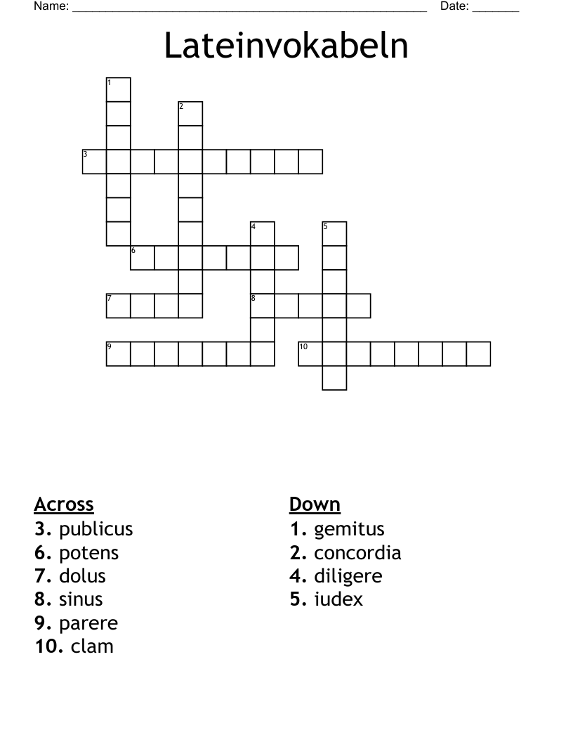 Lateinvokabeln Crossword
