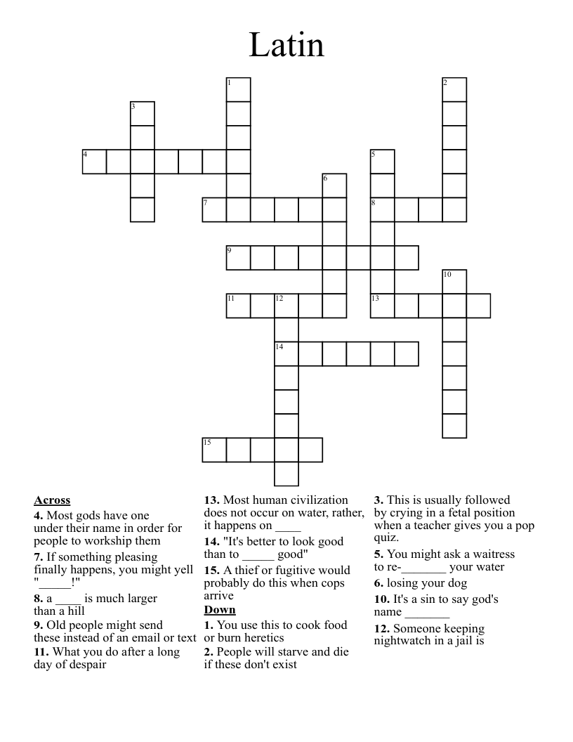 Latin Crossword WordMint