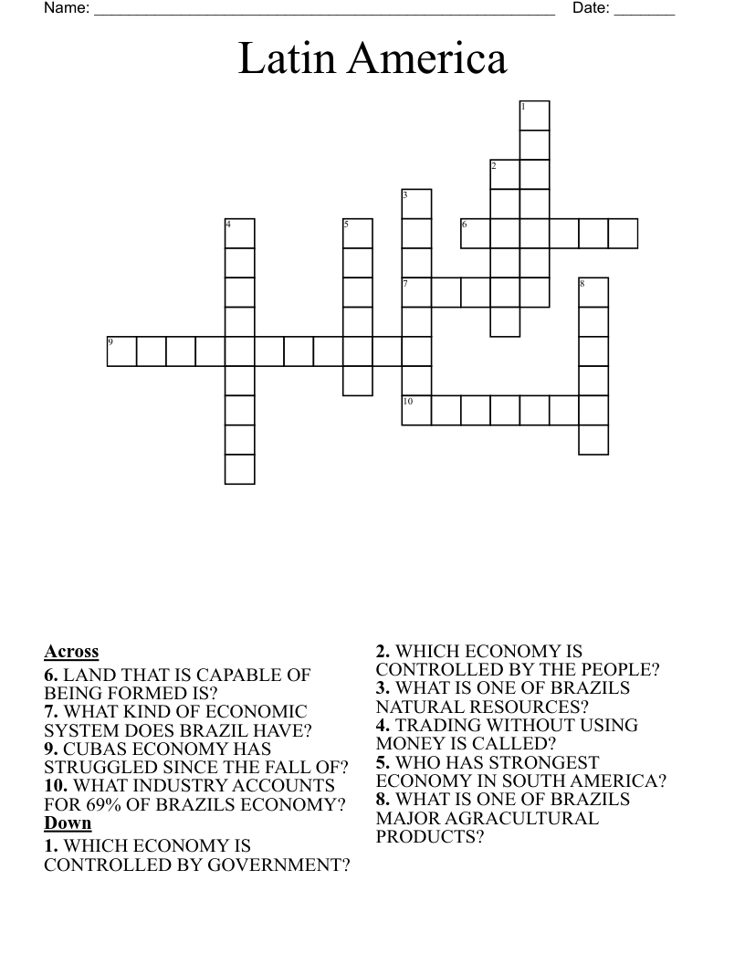 Latin America Crossword WordMint