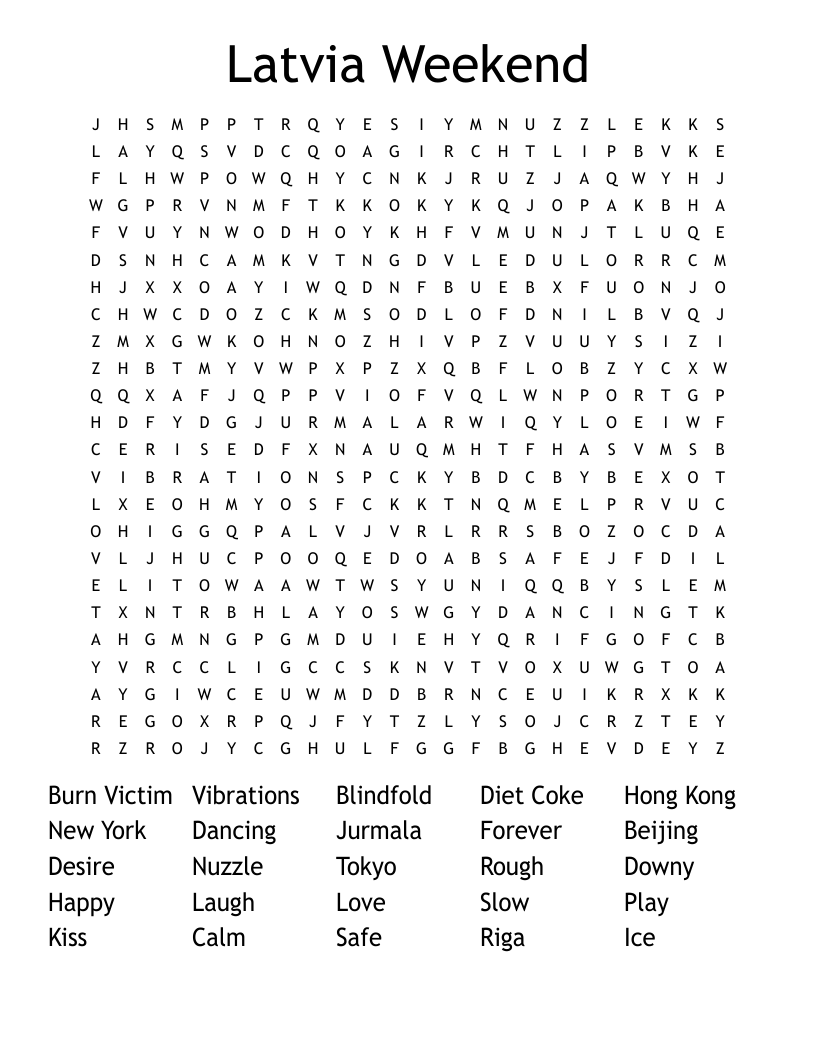 Latvia Weekend  Word Search