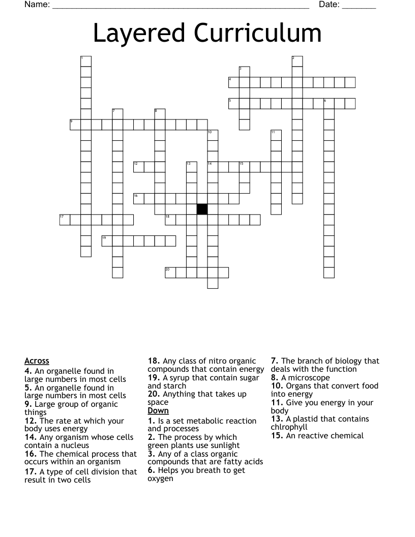 Layered Curriculum  Crossword