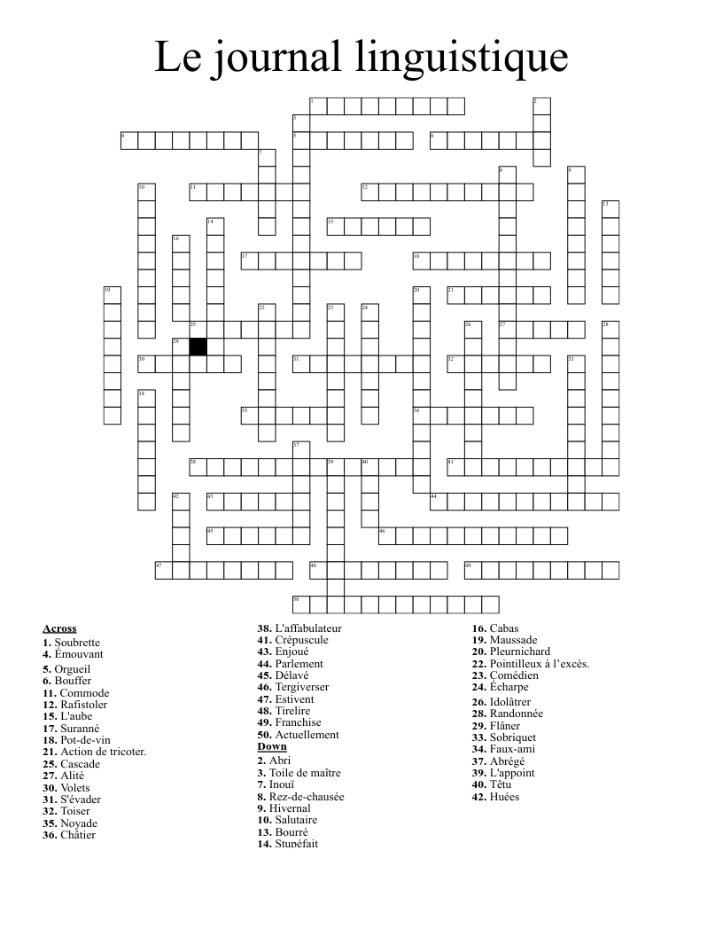 Le journal linguistique Crossword WordMint