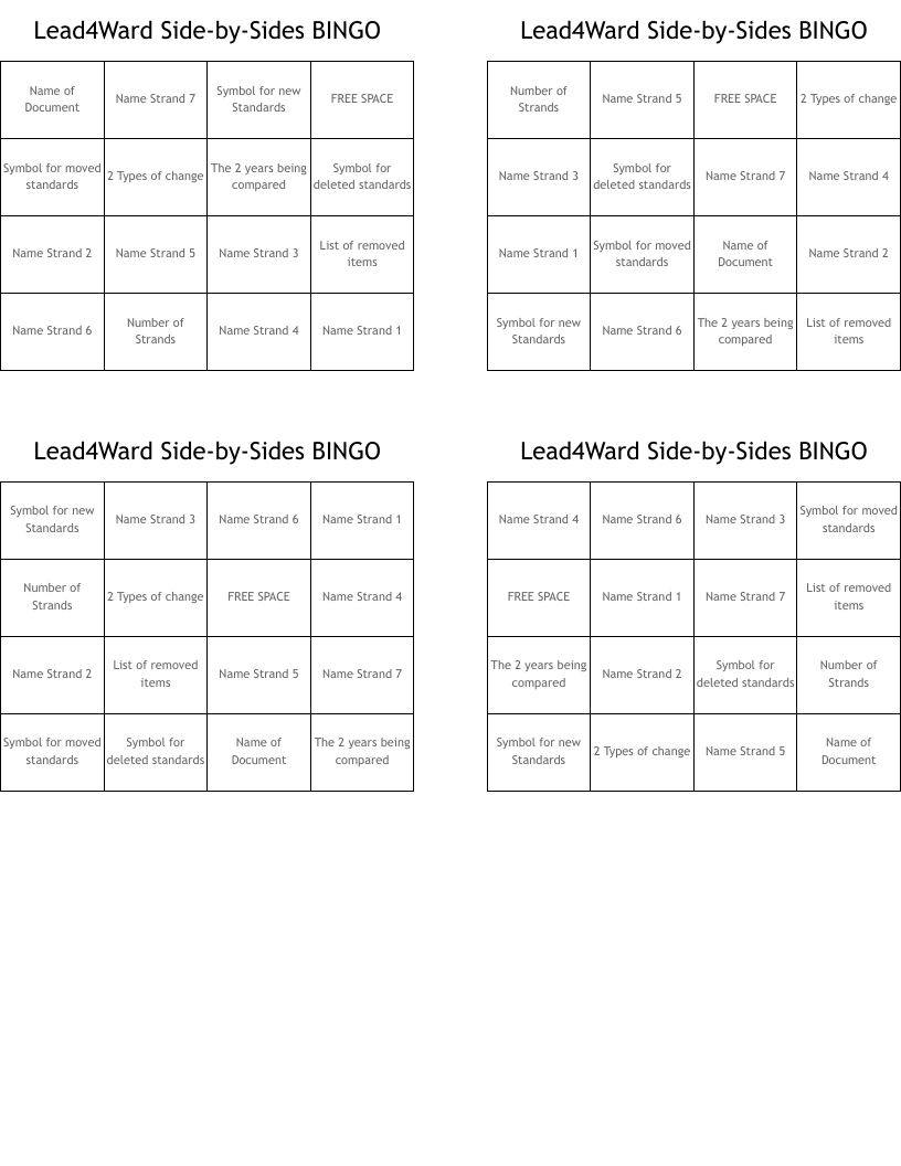 Lead4Ward SidebySides BINGO WordMint