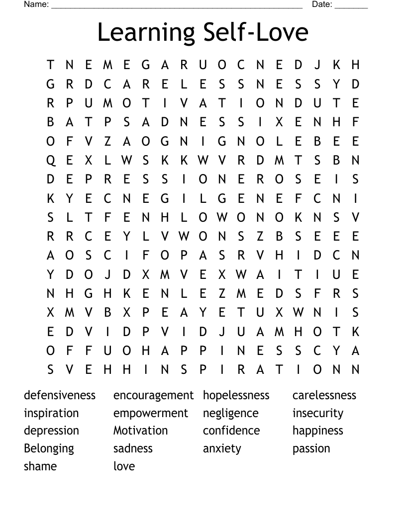 Learning Self-Love Word Search