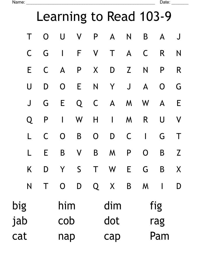 Learning To Read 103 9 Word Search WordMint